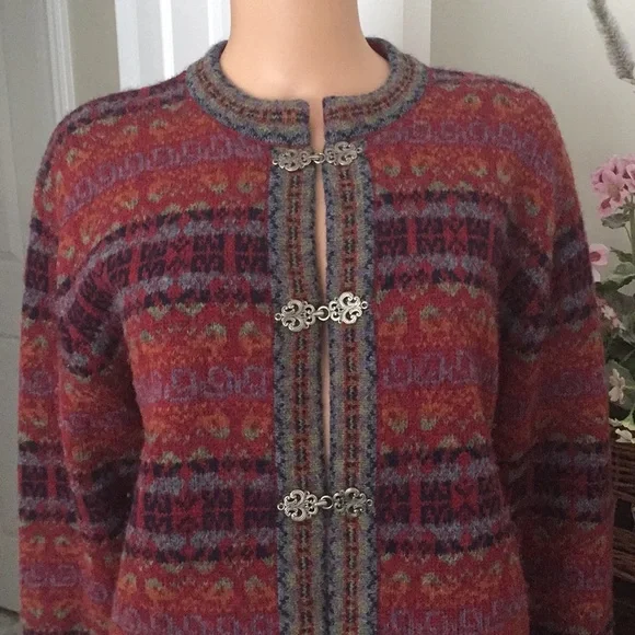 Cambridge Dry Goods Nordic Wool Cardigan Sweater Toggle Front - Picture 3 of 8